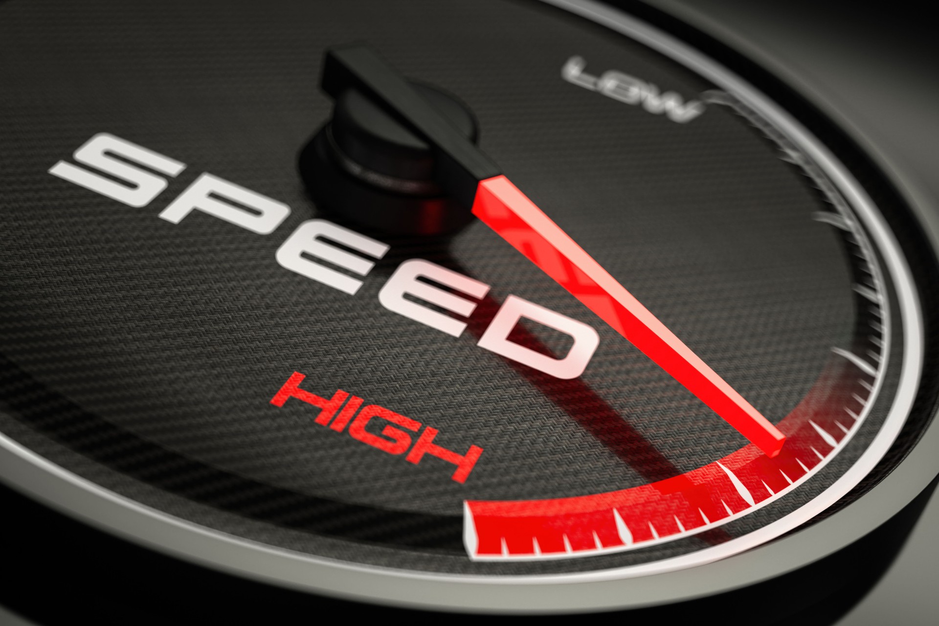 Speedometer Showing Maximum Performance With Red Needle